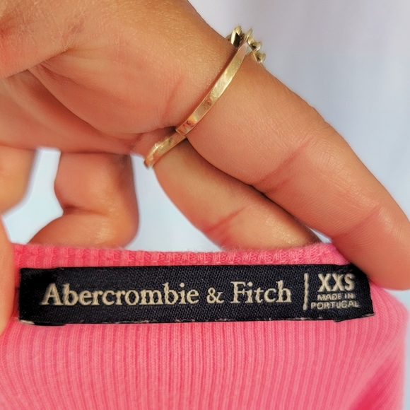 Abercrombie & Fitch Pink Ribbed Long Sleeve Crop Top - Picture 7 of 7